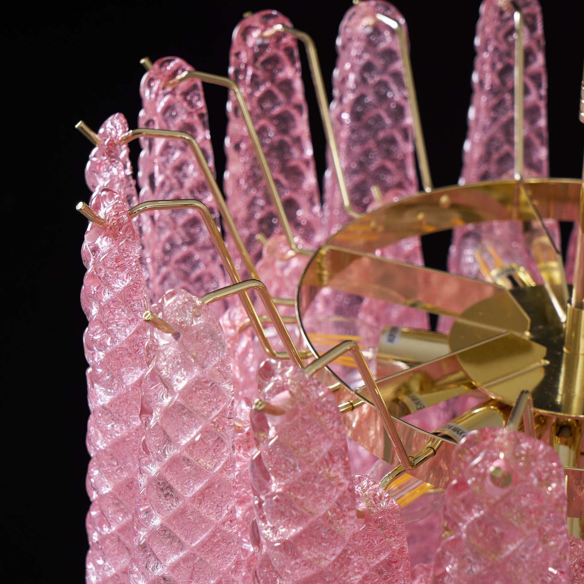 Aurora Chandelier Pink Droplet Murano Glass Diamond Pattern Waterfall-Neutral Decor