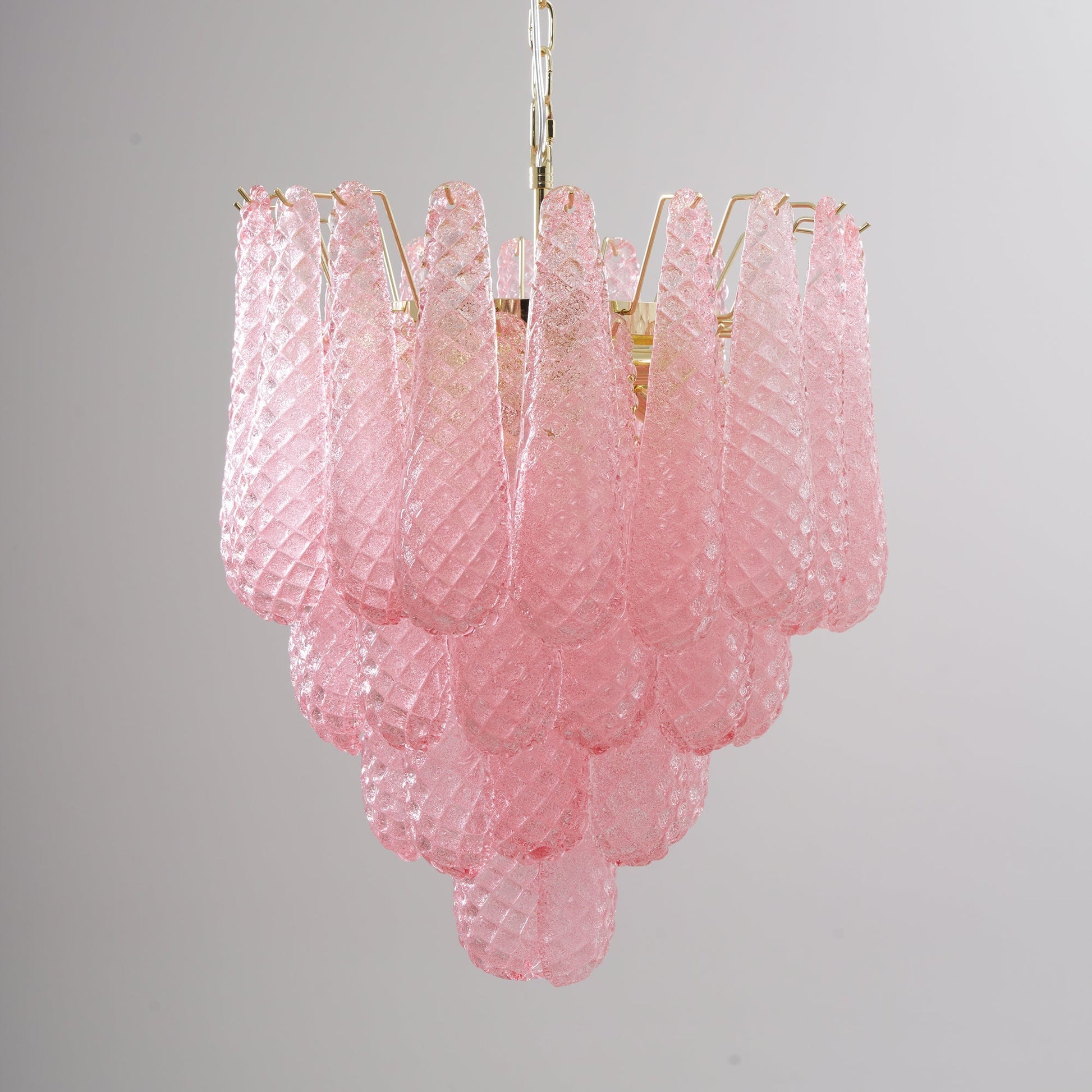 Aurora Chandelier Pink Droplet Murano Glass Diamond Pattern Waterfall-Neutral Decor