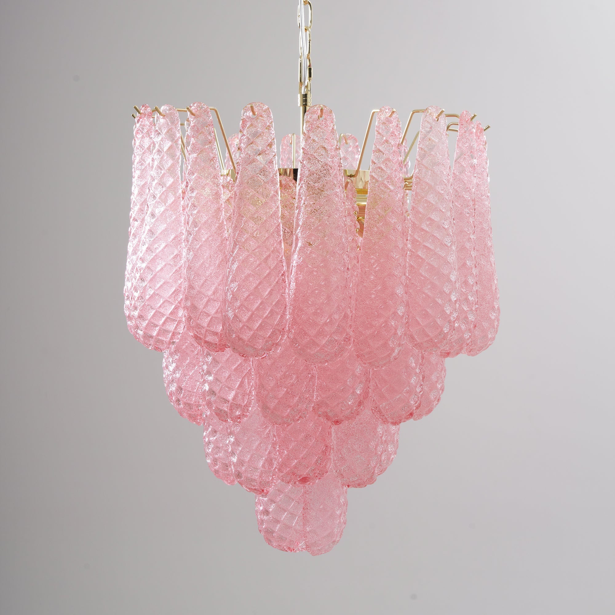 Aurora Chandelier Pink Droplet Murano Glass Diamond Pattern Waterfall-Neutral Decor