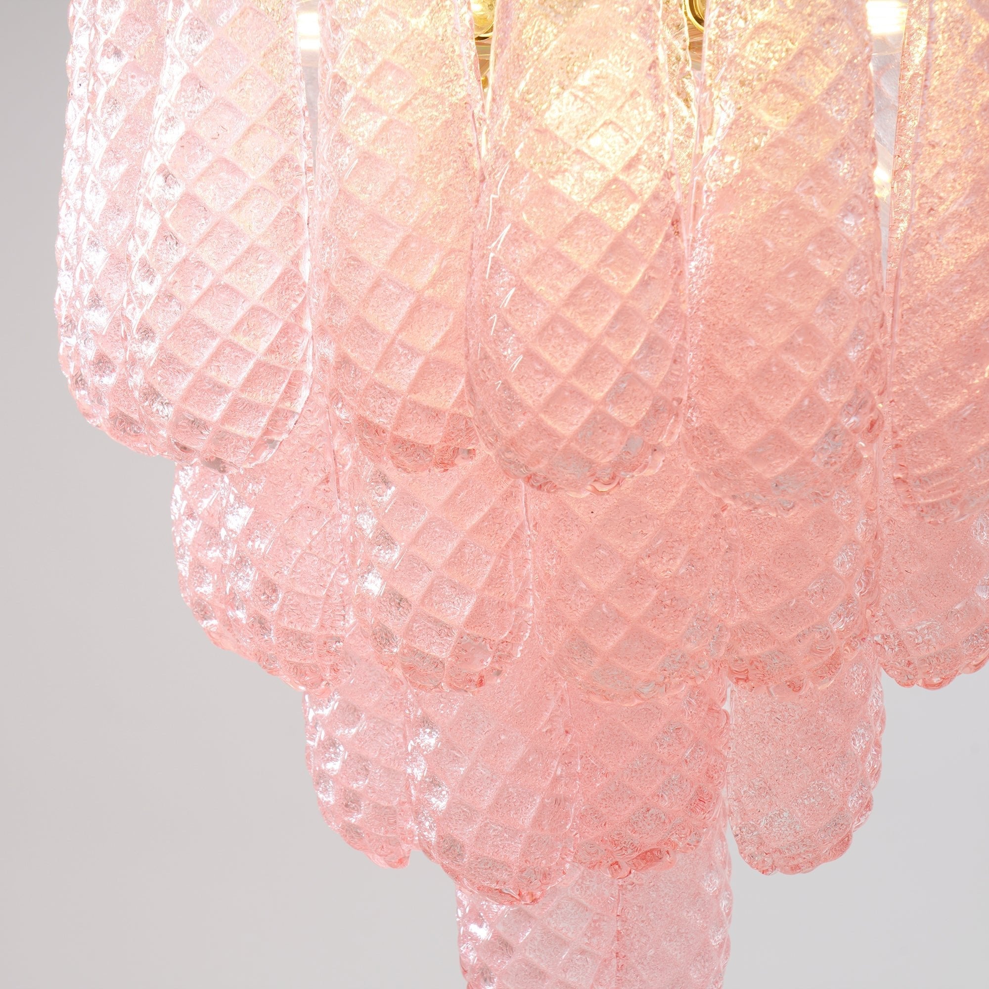 Aurora Chandelier Pink Droplet Murano Glass Diamond Pattern Waterfall-Neutral Decor