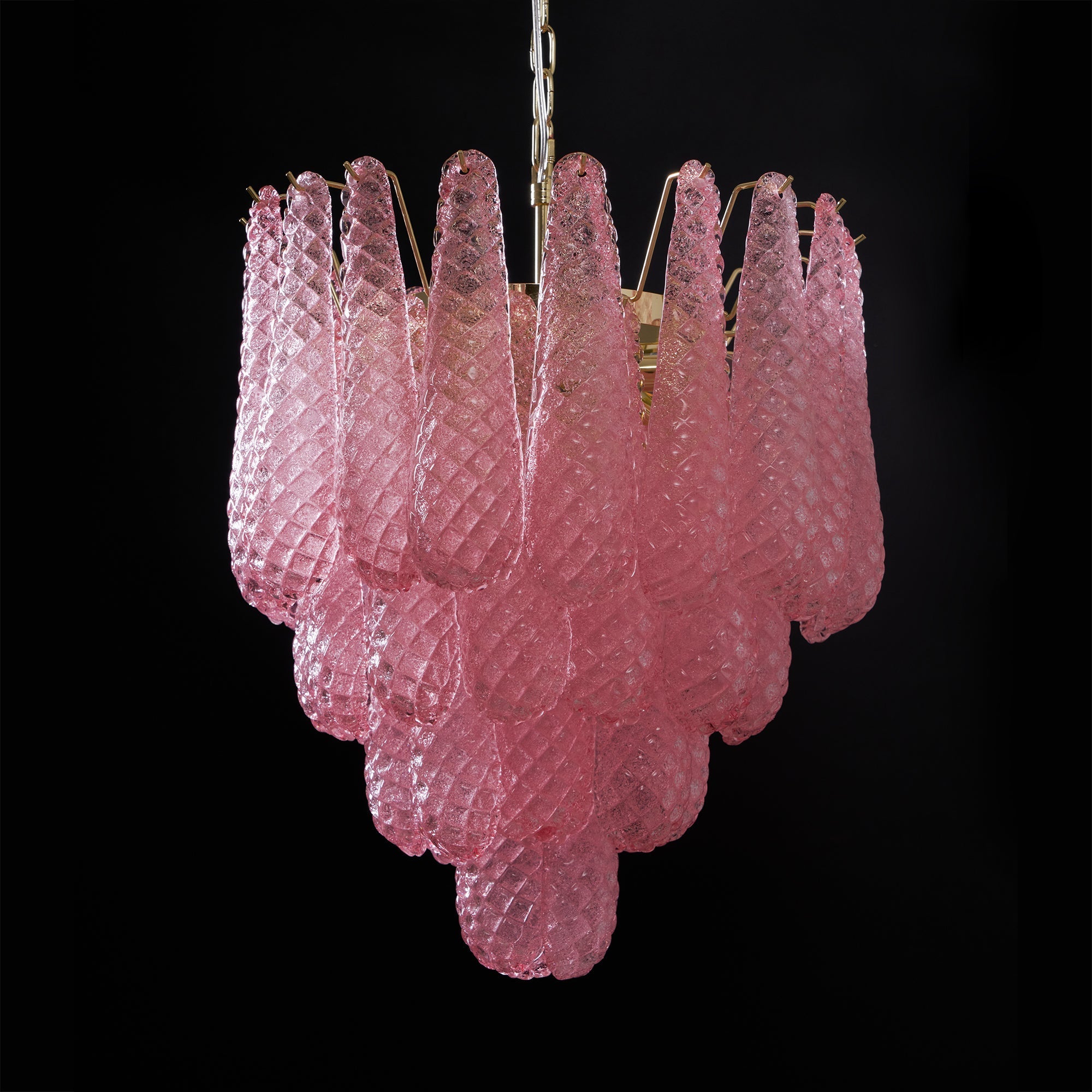 Aurora Chandelier Pink Droplet Murano Glass Diamond Pattern Waterfall-Neutral Decor