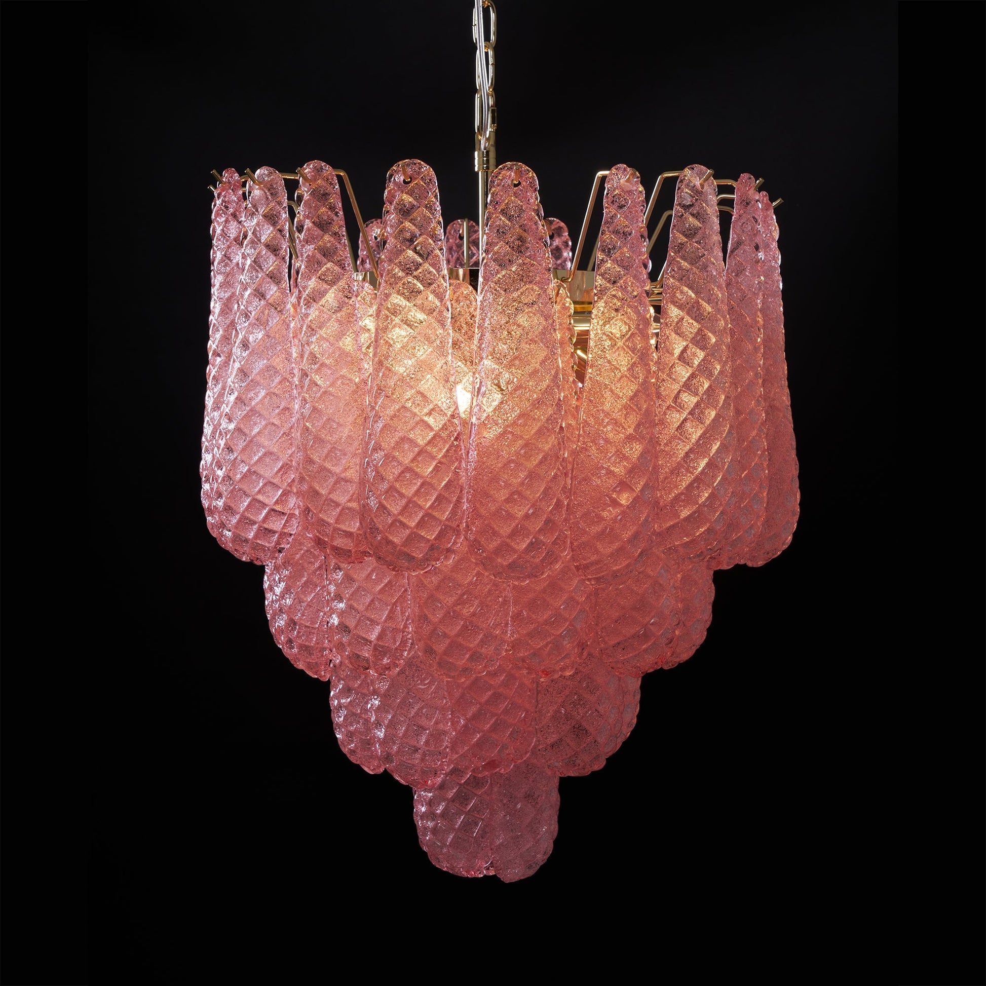 Aurora Chandelier Pink Droplet Murano Glass Diamond Pattern Waterfall-Neutral Decor