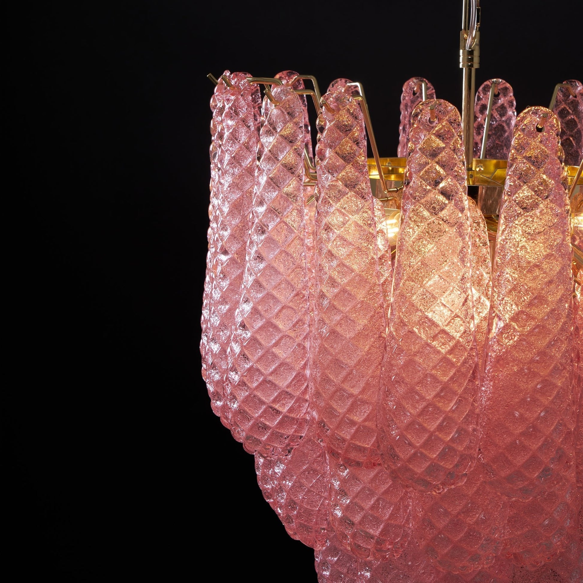 Aurora Chandelier Pink Droplet Murano Glass Diamond Pattern Waterfall-Neutral Decor