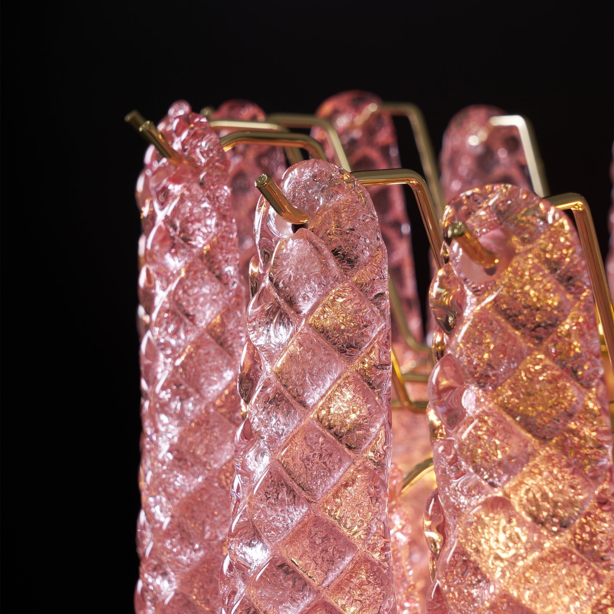 Aurora Chandelier Pink Droplet Murano Glass Diamond Pattern Waterfall-Neutral Decor