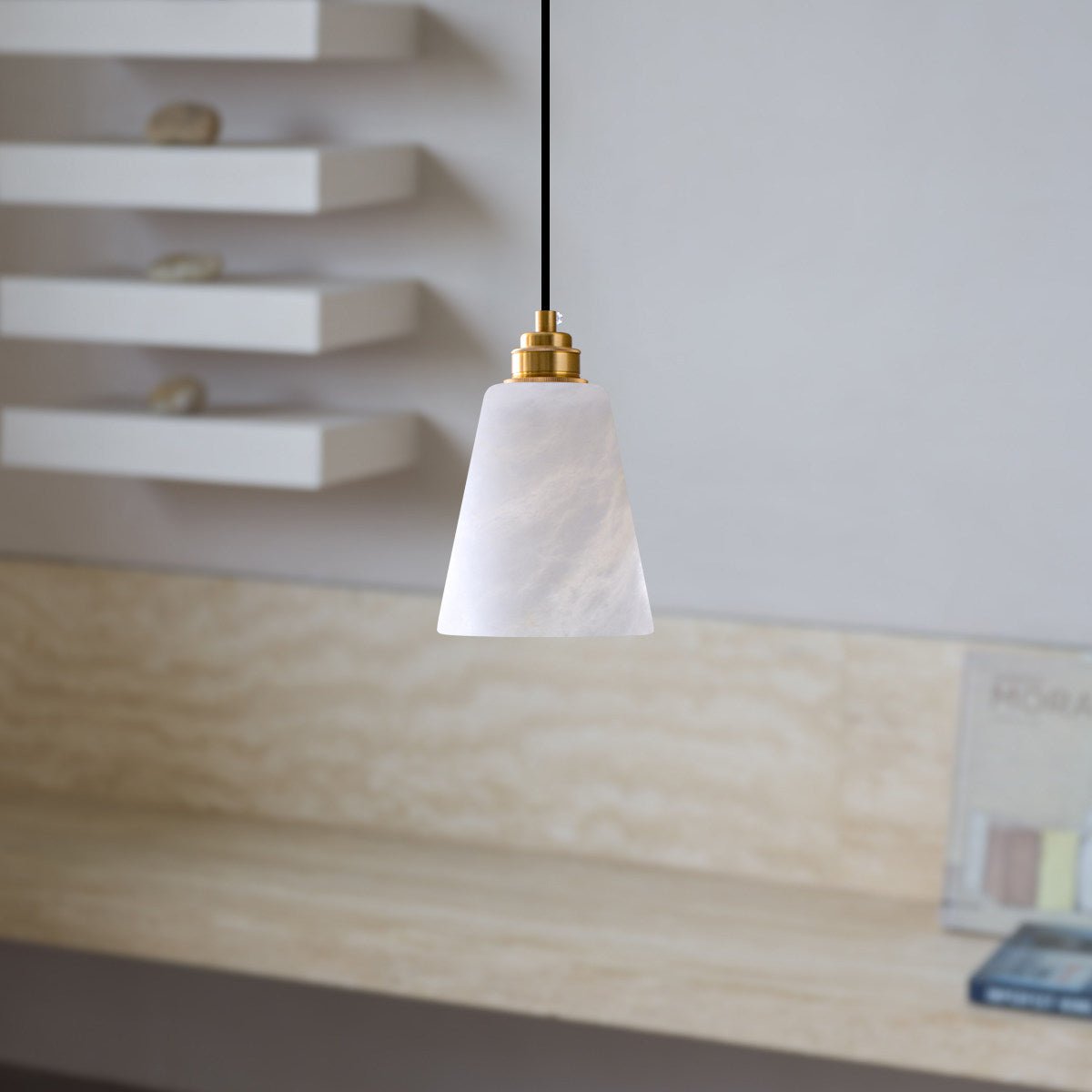 Droplet Alabaster Pendant Lamp-Neutral Decor