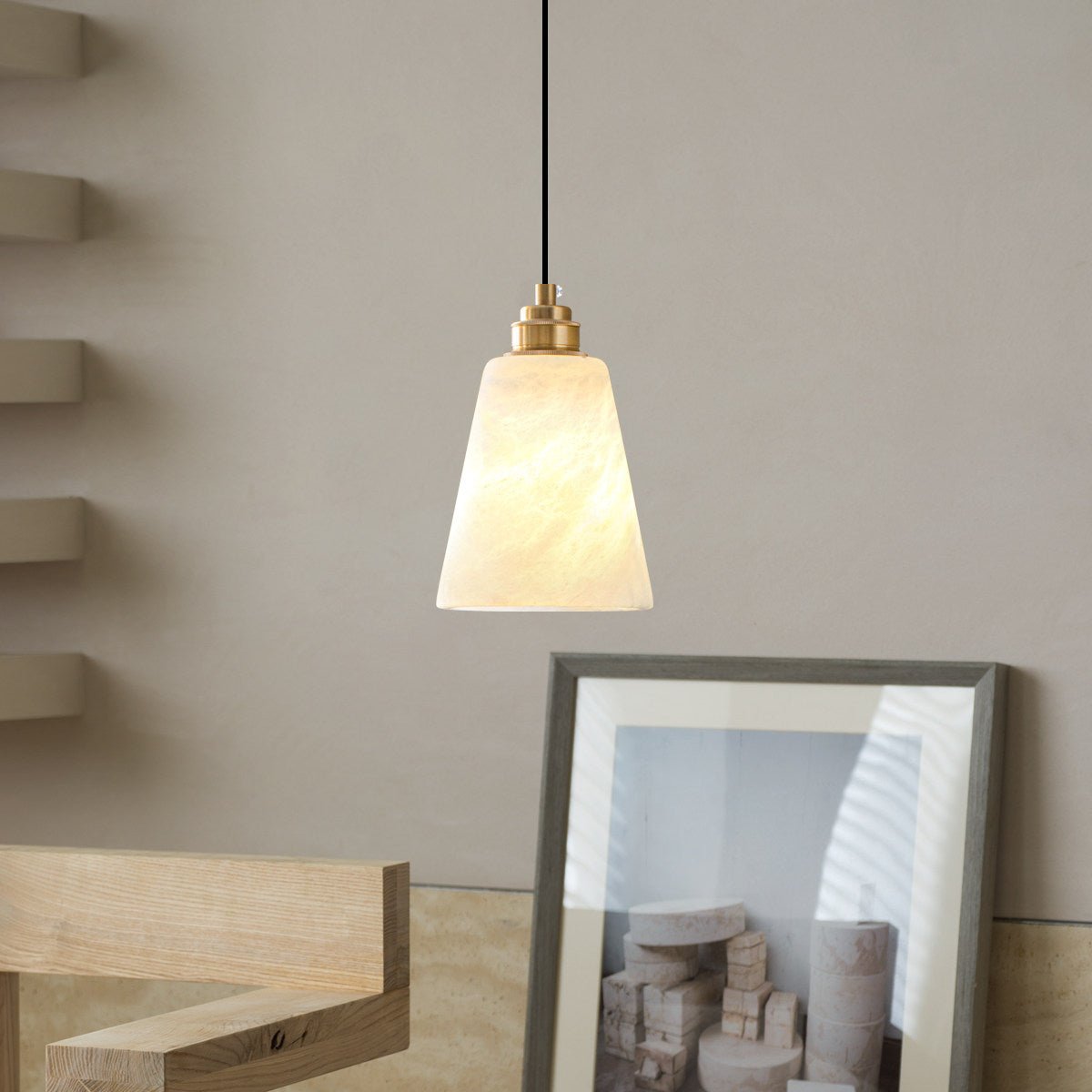Droplet Alabaster Pendant Lamp-Neutral Decor