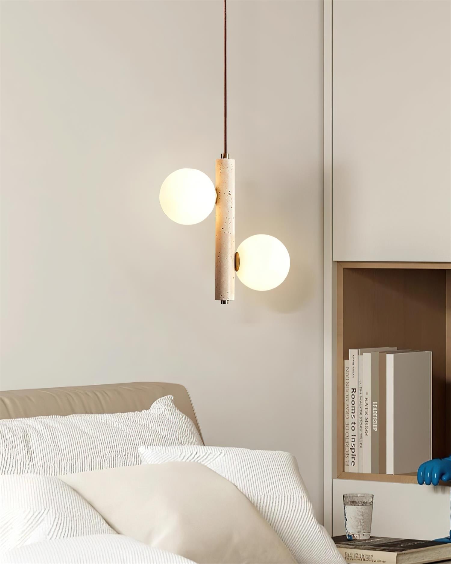 Meron Pendant Lamp Travertine Glass Vertical-Neutral Decor