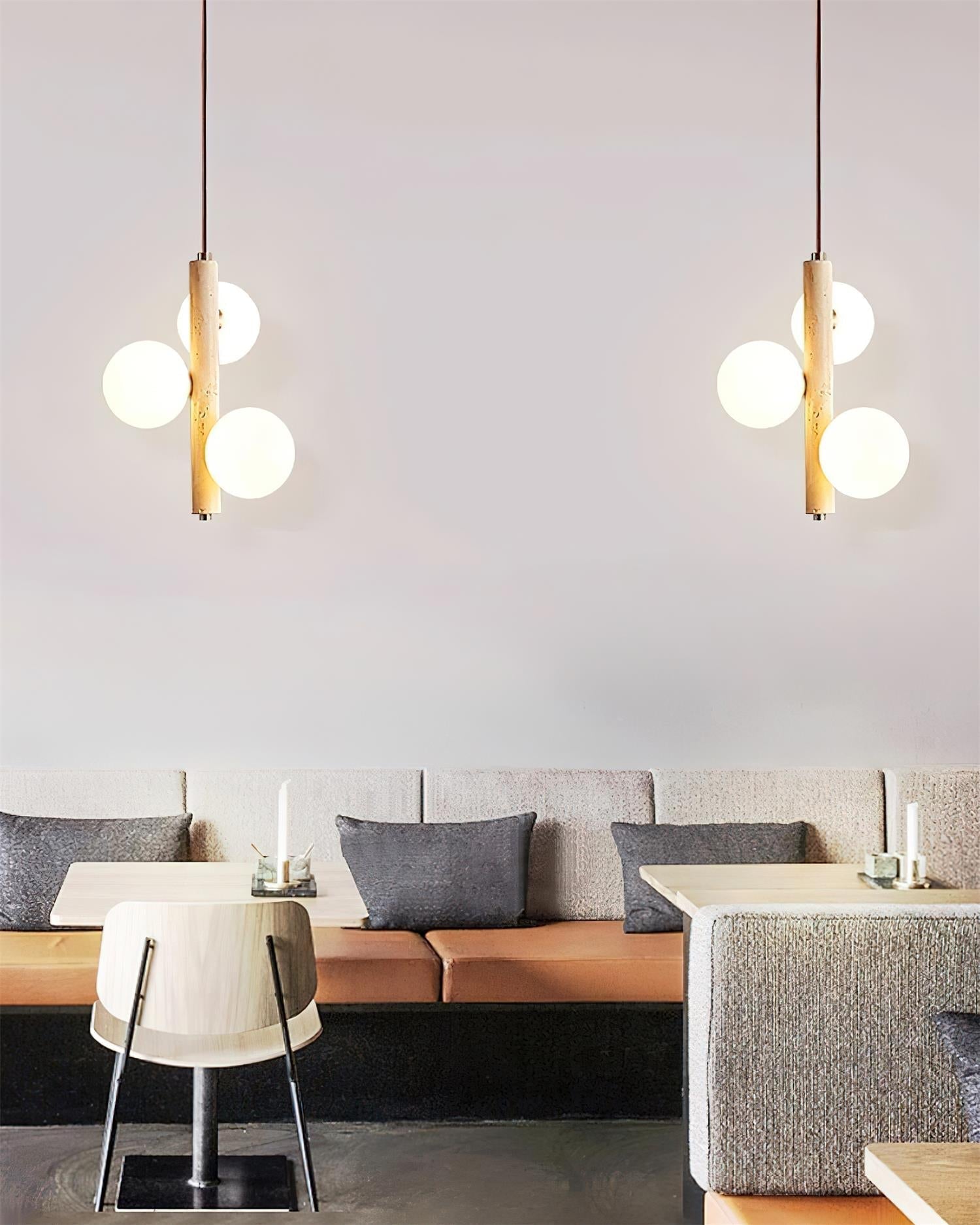 Meron Pendant Lamp Travertine Glass Vertical-Neutral Decor