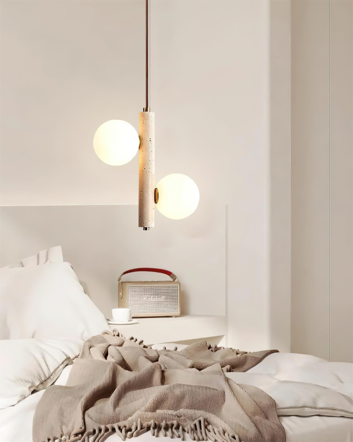 Meron Pendant Lamp Travertine Glass Vertical-Neutral Decor