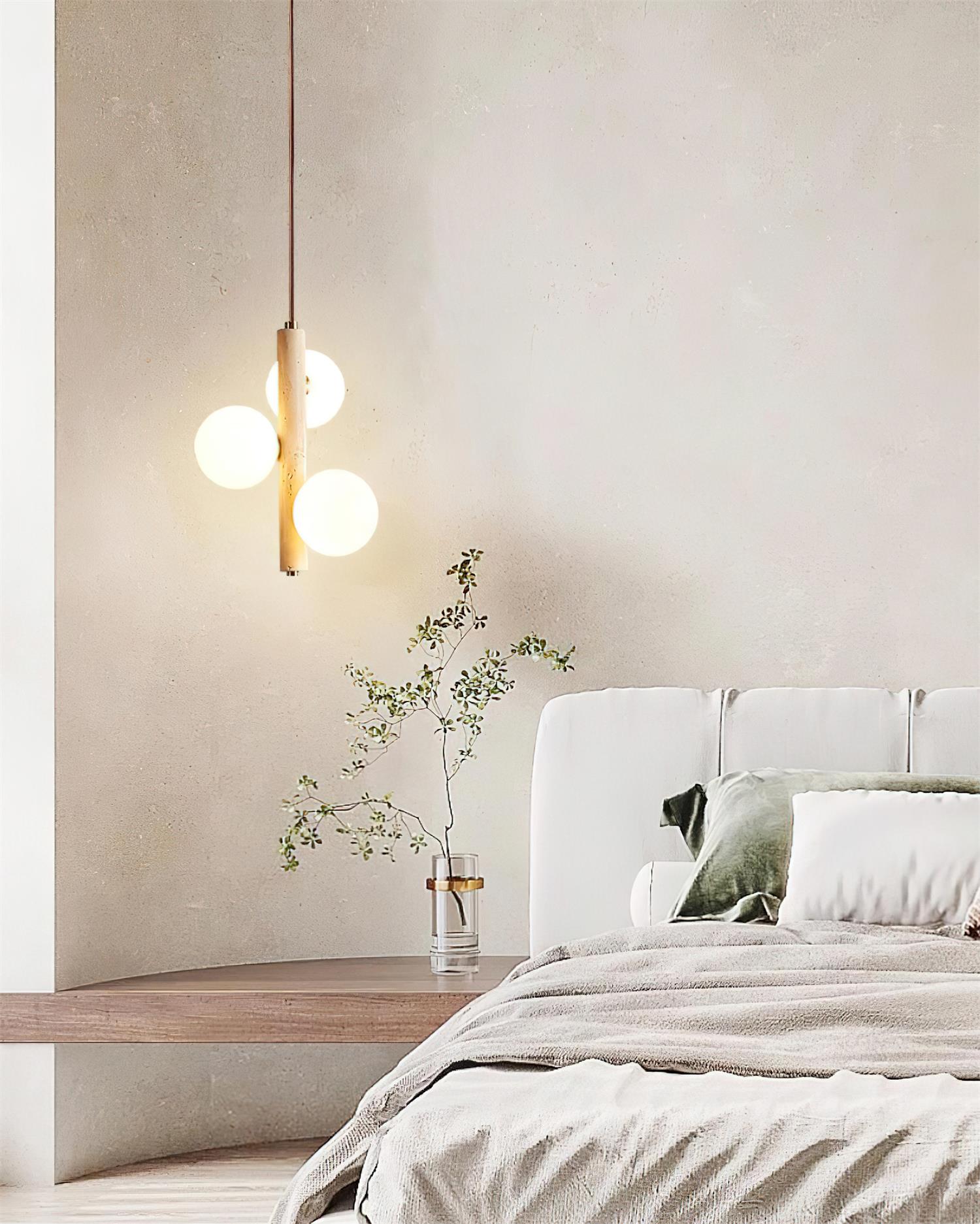 Meron Pendant Lamp Travertine Glass Vertical-Neutral Decor