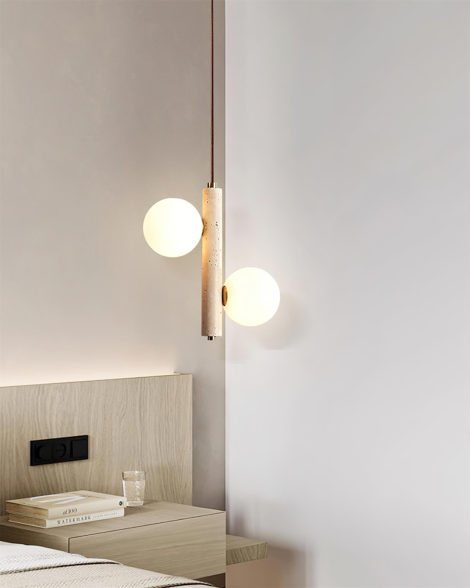 Meron Pendant Lamp Travertine Glass Vertical-Neutral Decor
