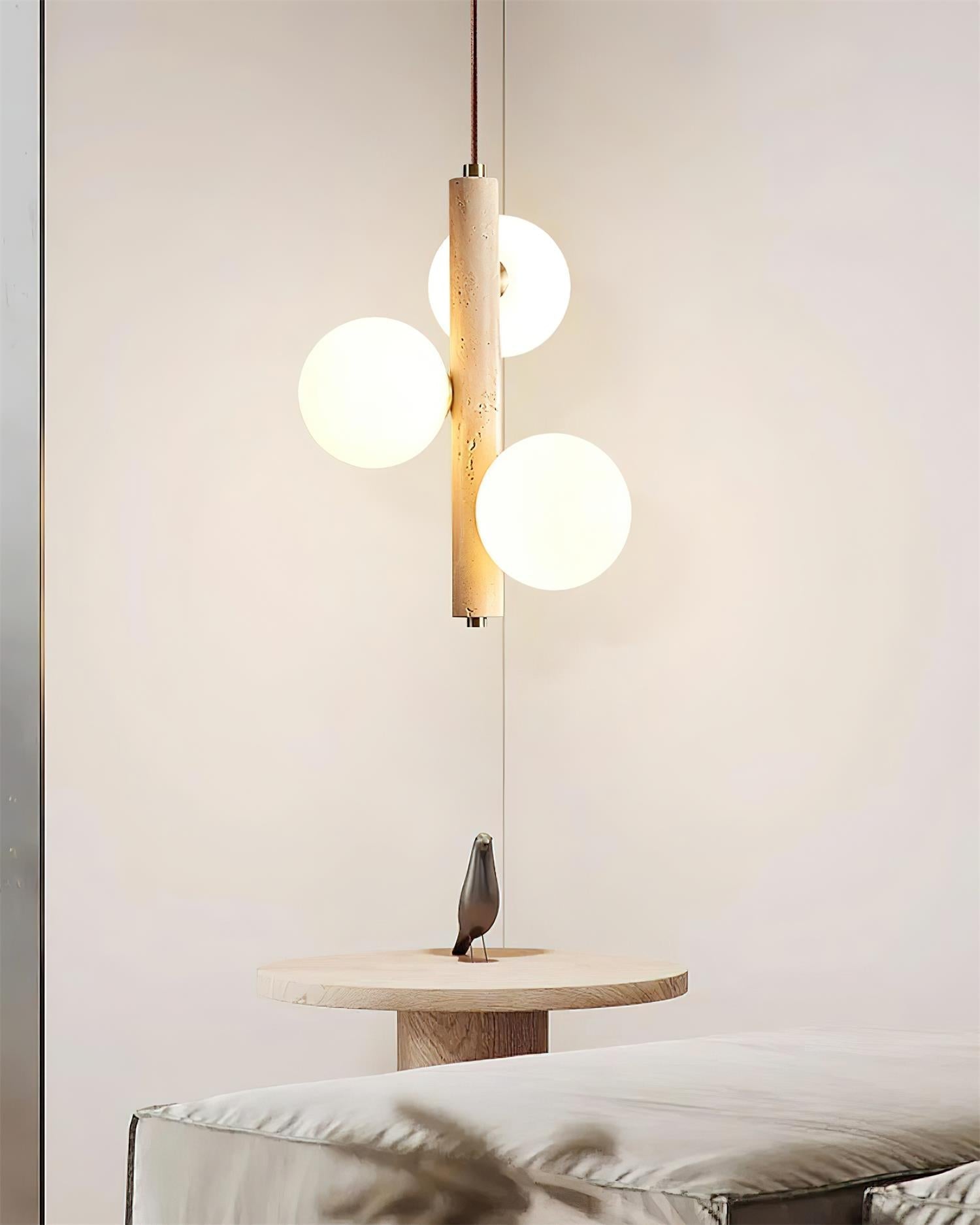 Meron Pendant Lamp Travertine Glass Vertical-Neutral Decor