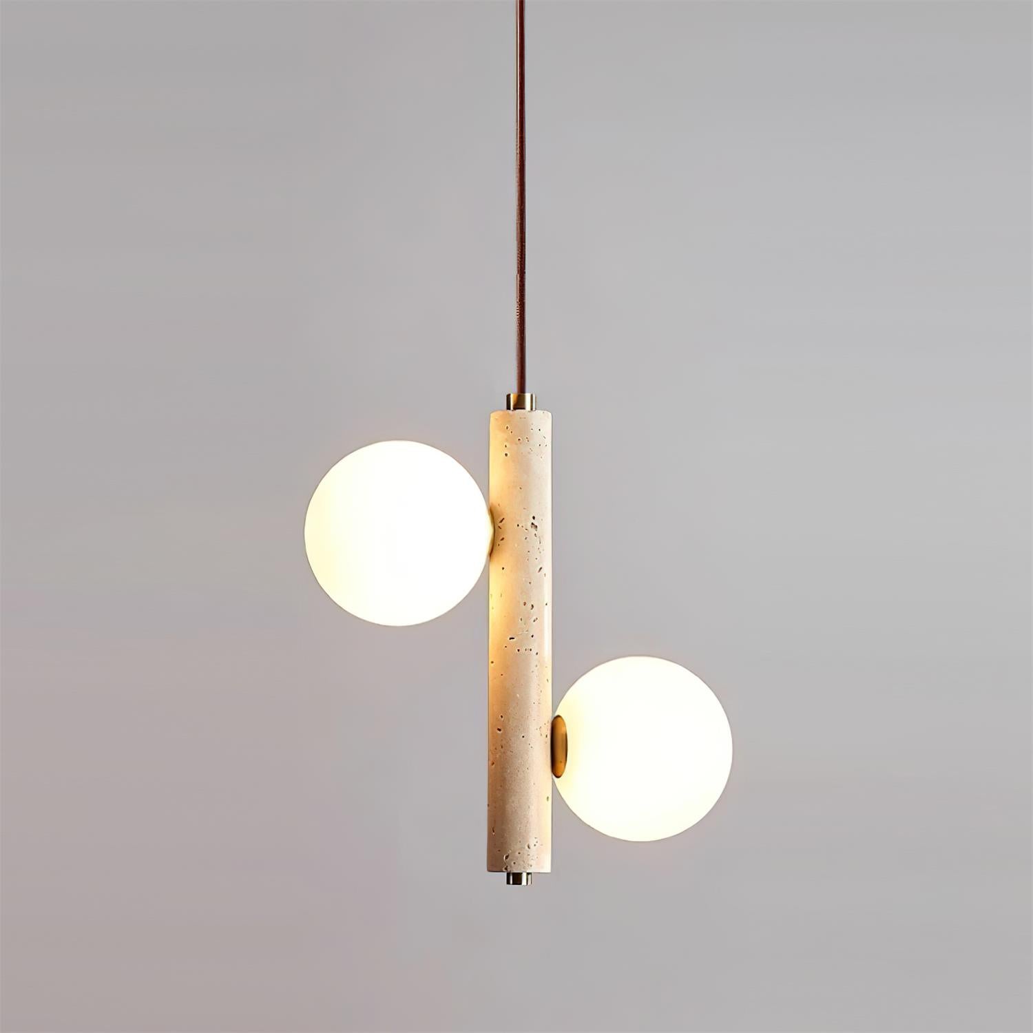 Meron Pendant Lamp Travertine Glass Vertical-Neutral Decor