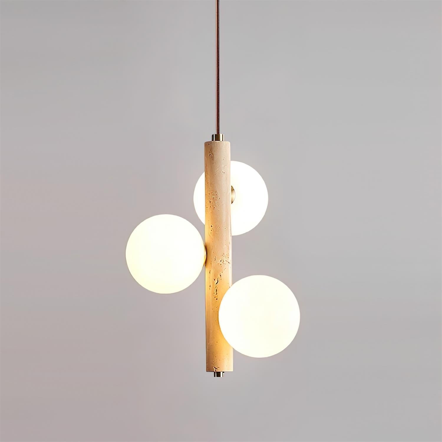 Meron Pendant Lamp Travertine Glass Vertical-Neutral Decor