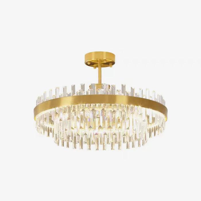 Lustra Chandelier Brass Crystal Drum Elegant-Neutral Decor