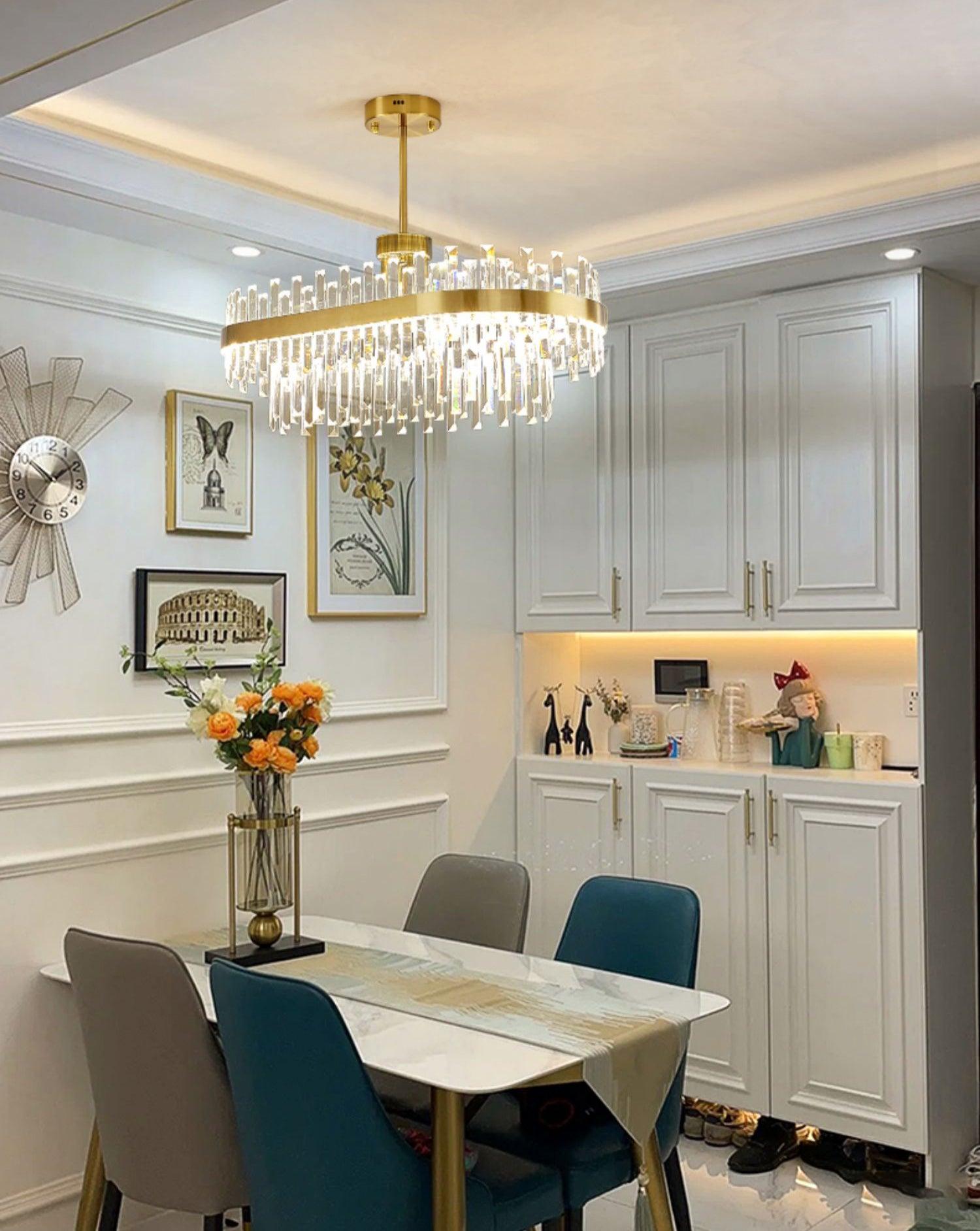 Lustra Chandelier Brass Crystal Drum Elegant-Neutral Decor