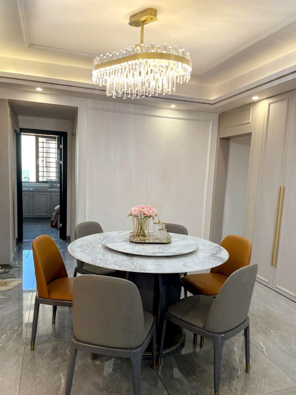 Lustra Chandelier Brass Crystal Drum Elegant-Neutral Decor