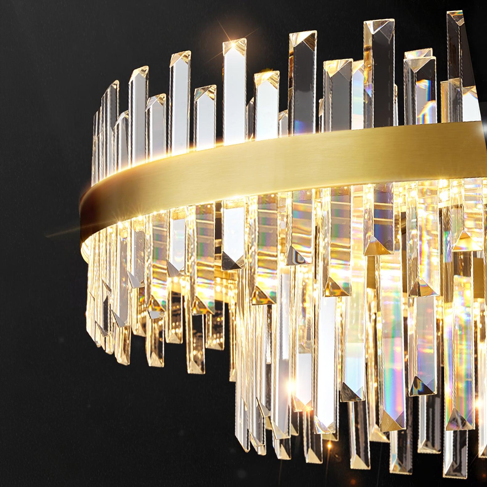 Lustra Chandelier Brass Crystal Drum Elegant-Neutral Decor