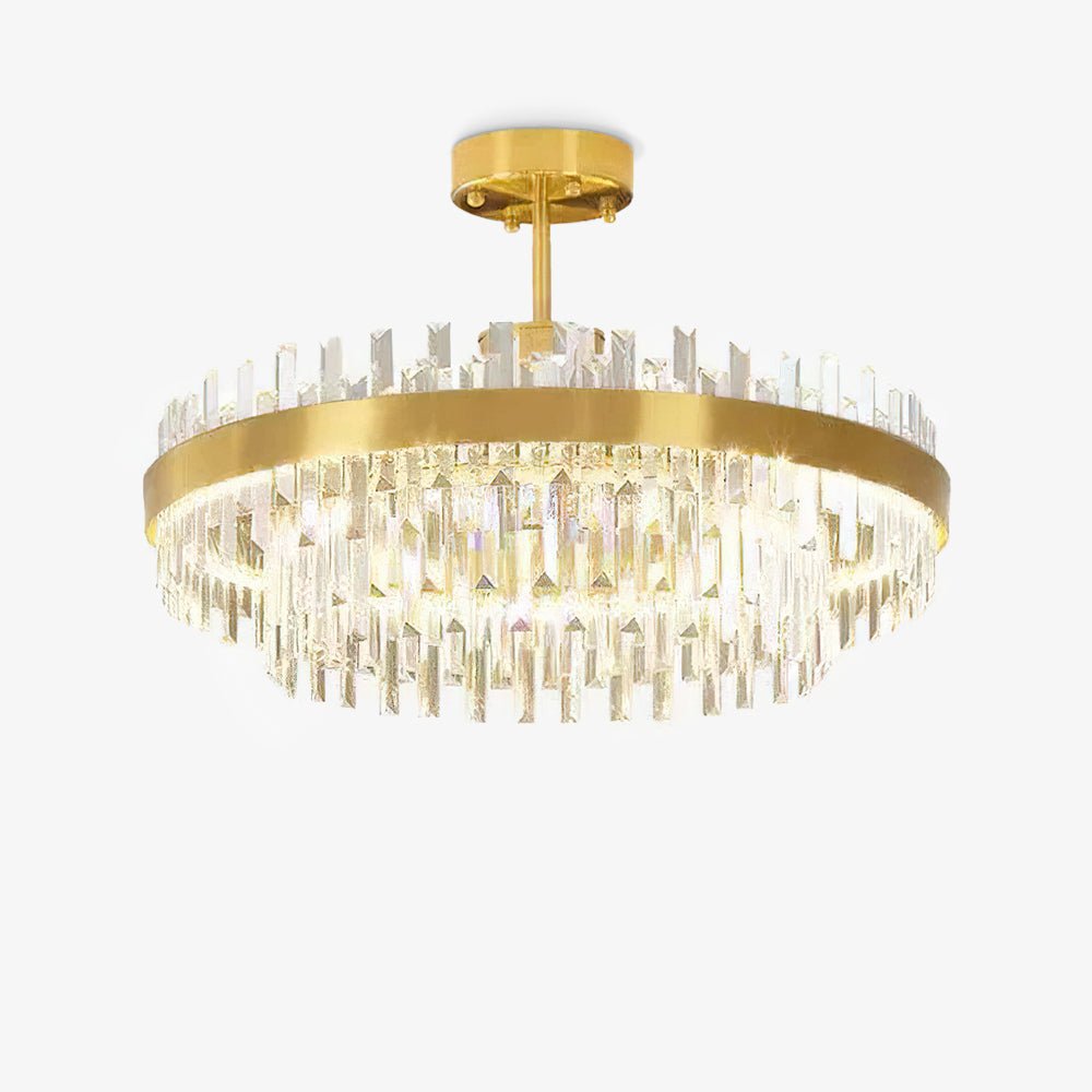 Lustra Chandelier Brass Crystal Drum Elegant-Neutral Decor