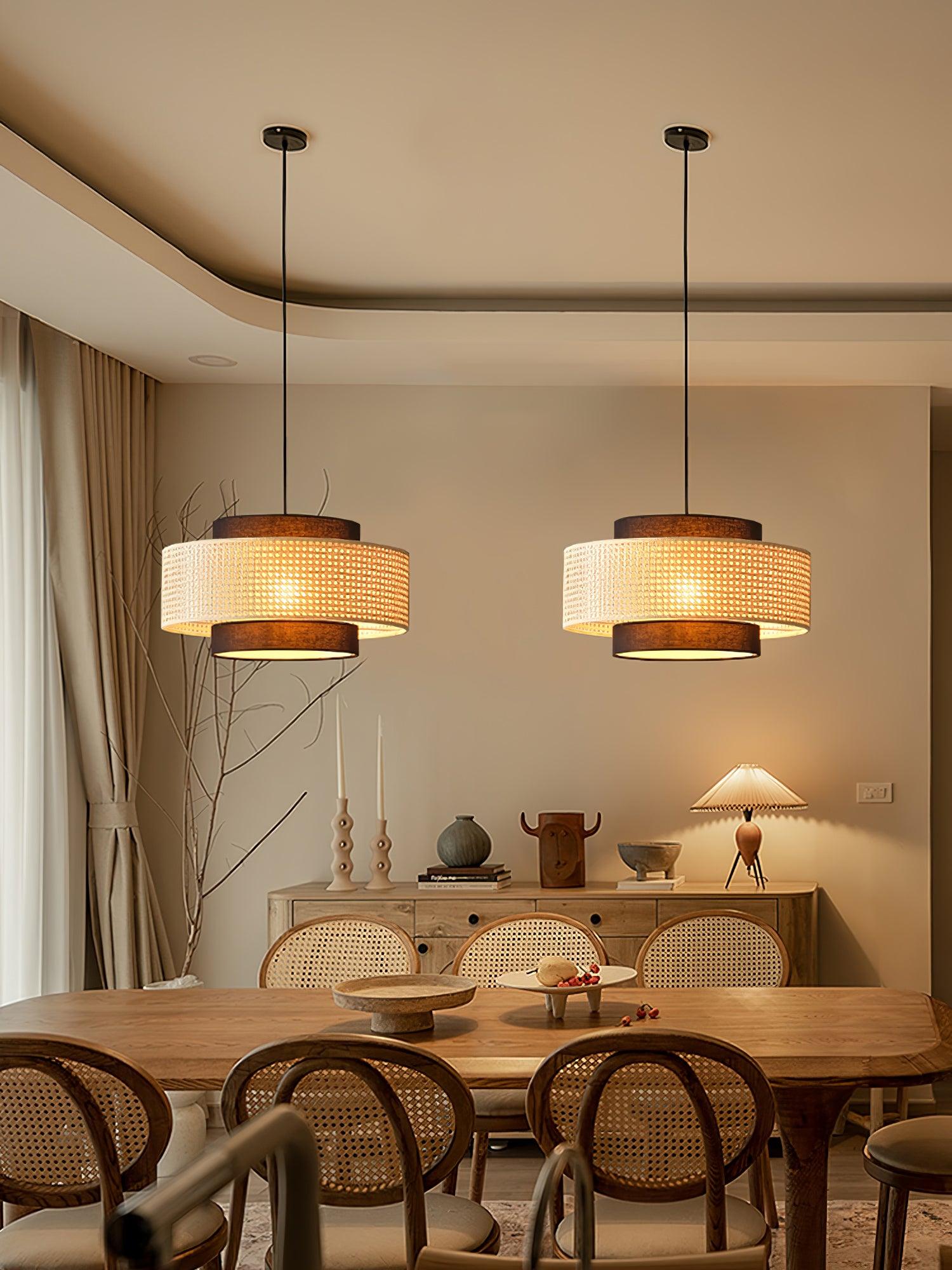 Zerither Rattan Fabric Pendant Light-Neutral Decor