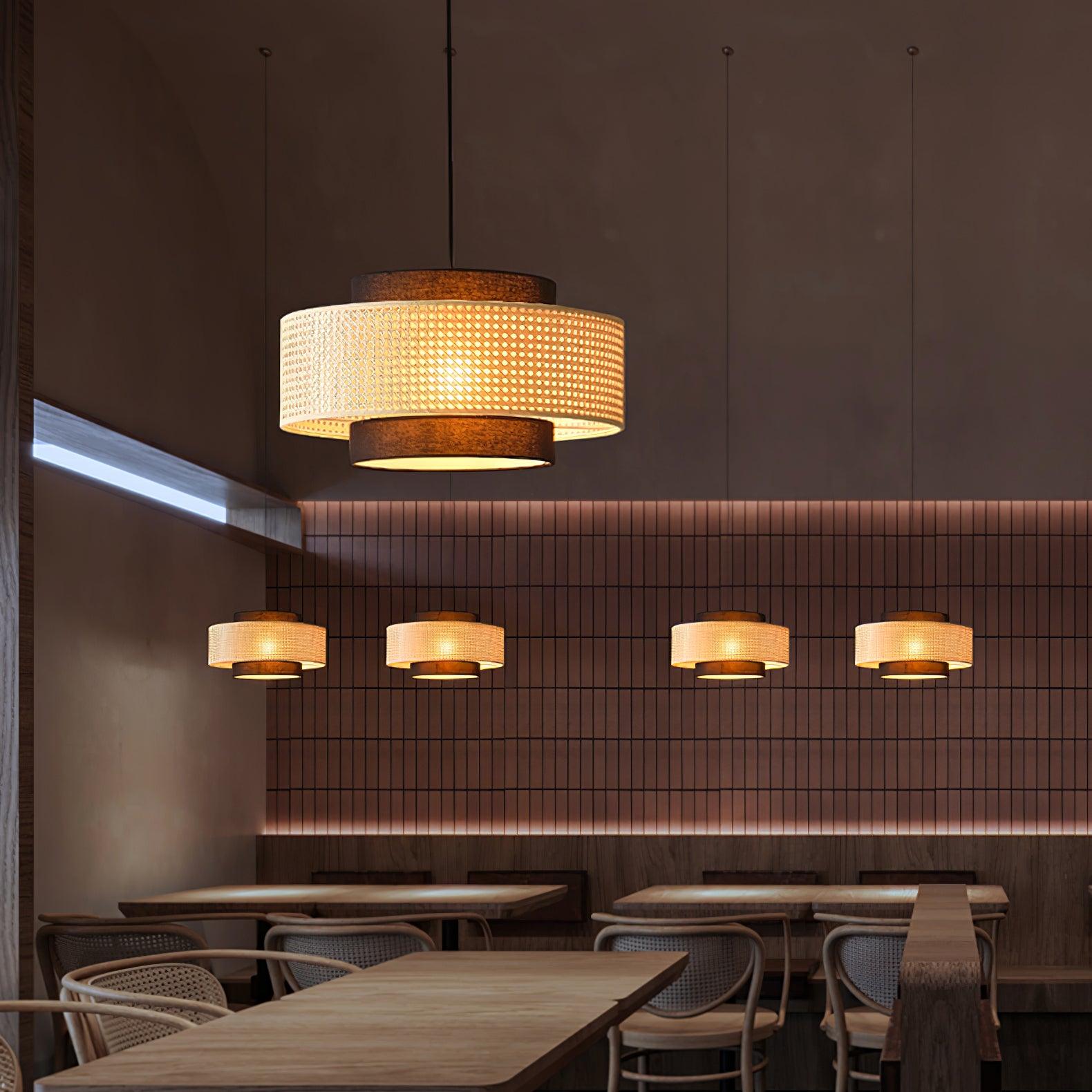 Zerither Rattan Fabric Pendant Light-Neutral Decor
