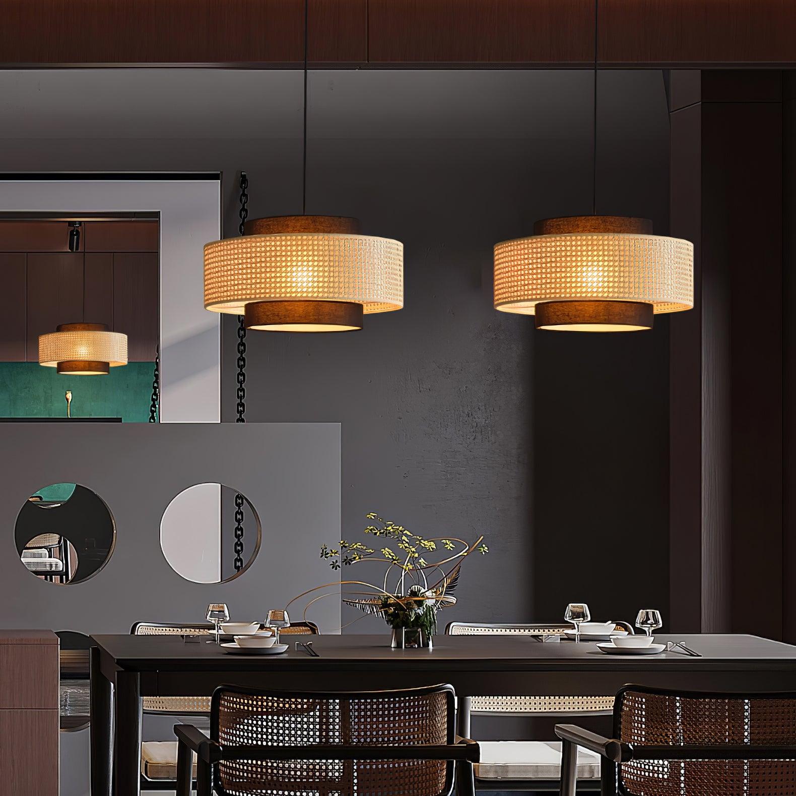 Zerither Rattan Fabric Pendant Light-Neutral Decor