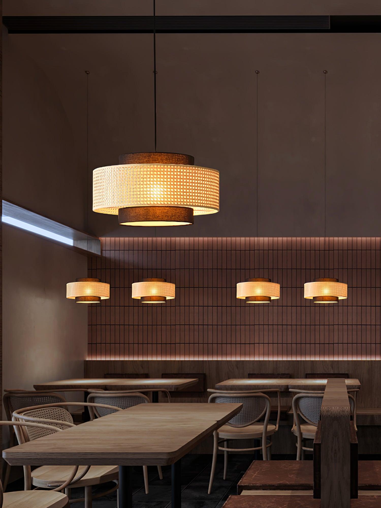 Zerither Rattan Fabric Pendant Light-Neutral Decor