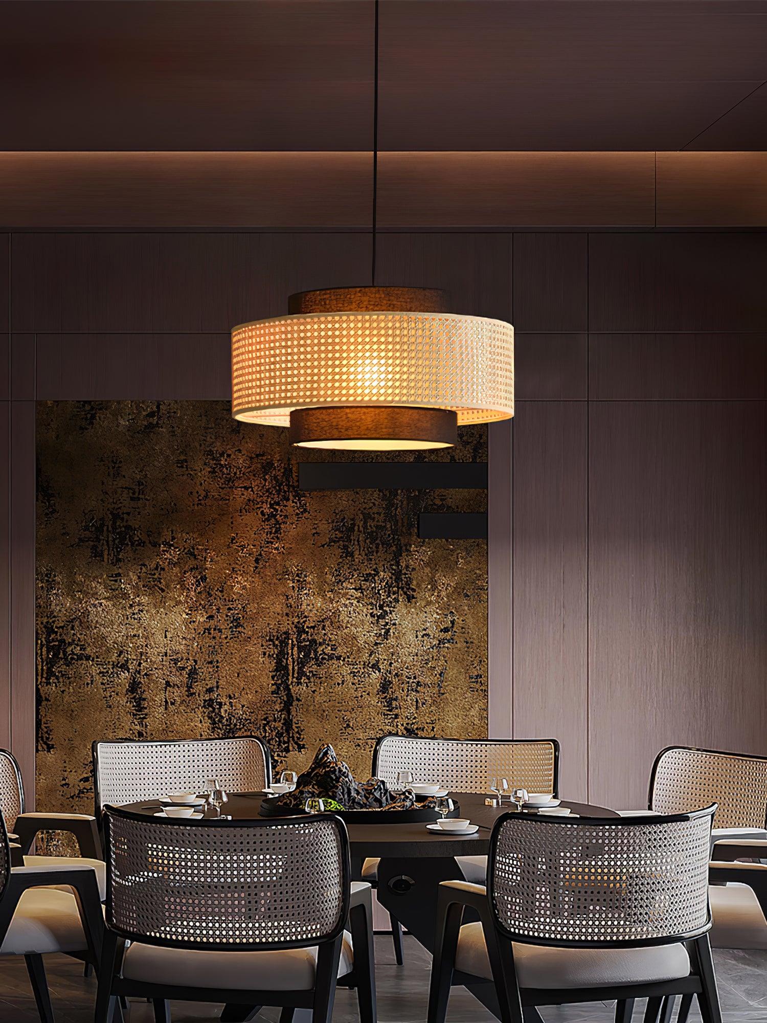 Zerither Rattan Fabric Pendant Light-Neutral Decor