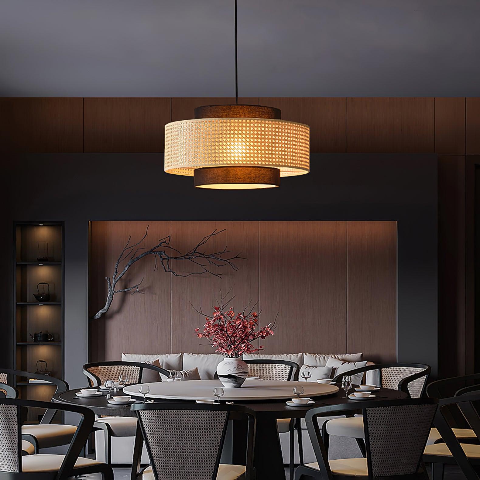 Zerither Rattan Fabric Pendant Light-Neutral Decor