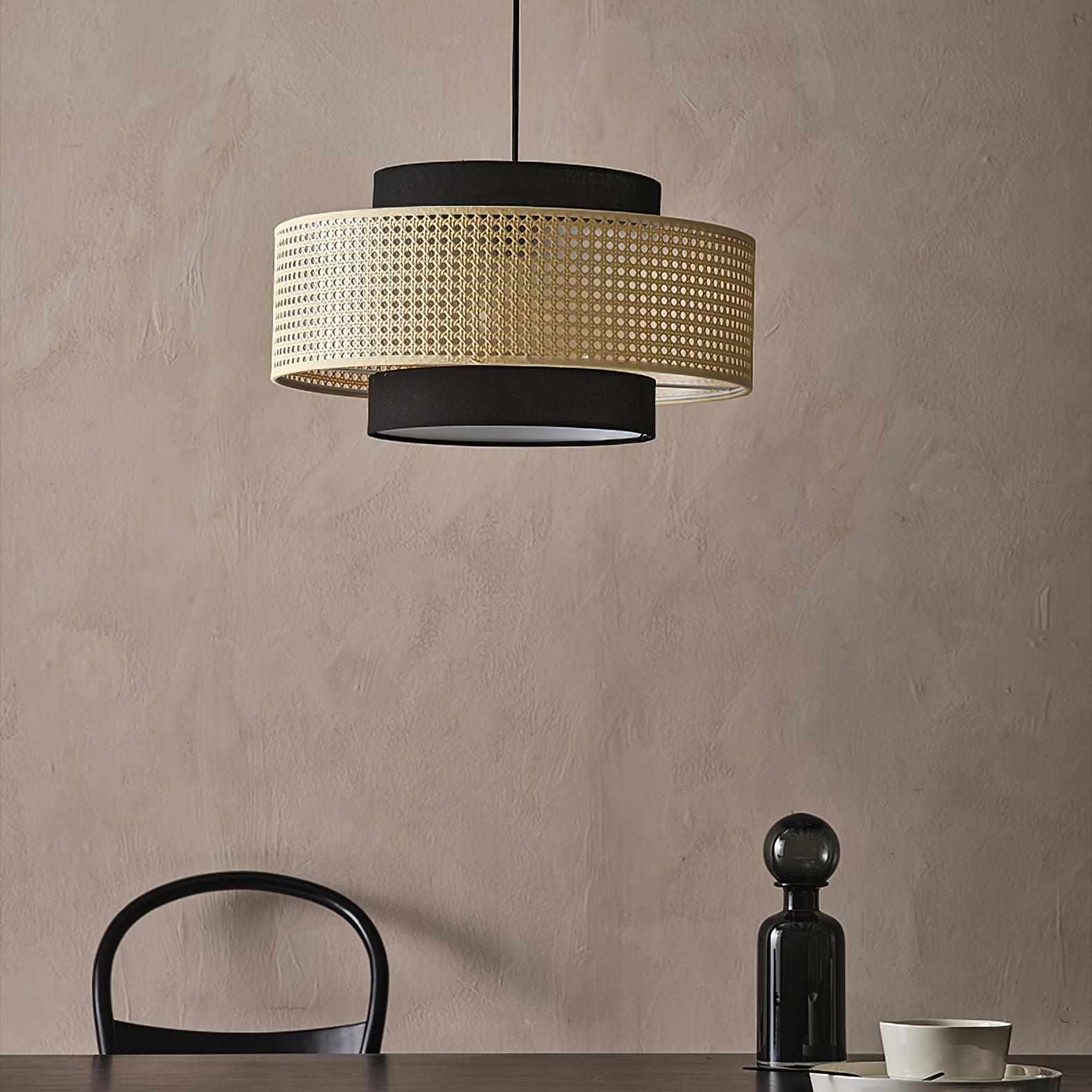 Zerither Rattan Fabric Pendant Light-Neutral Decor