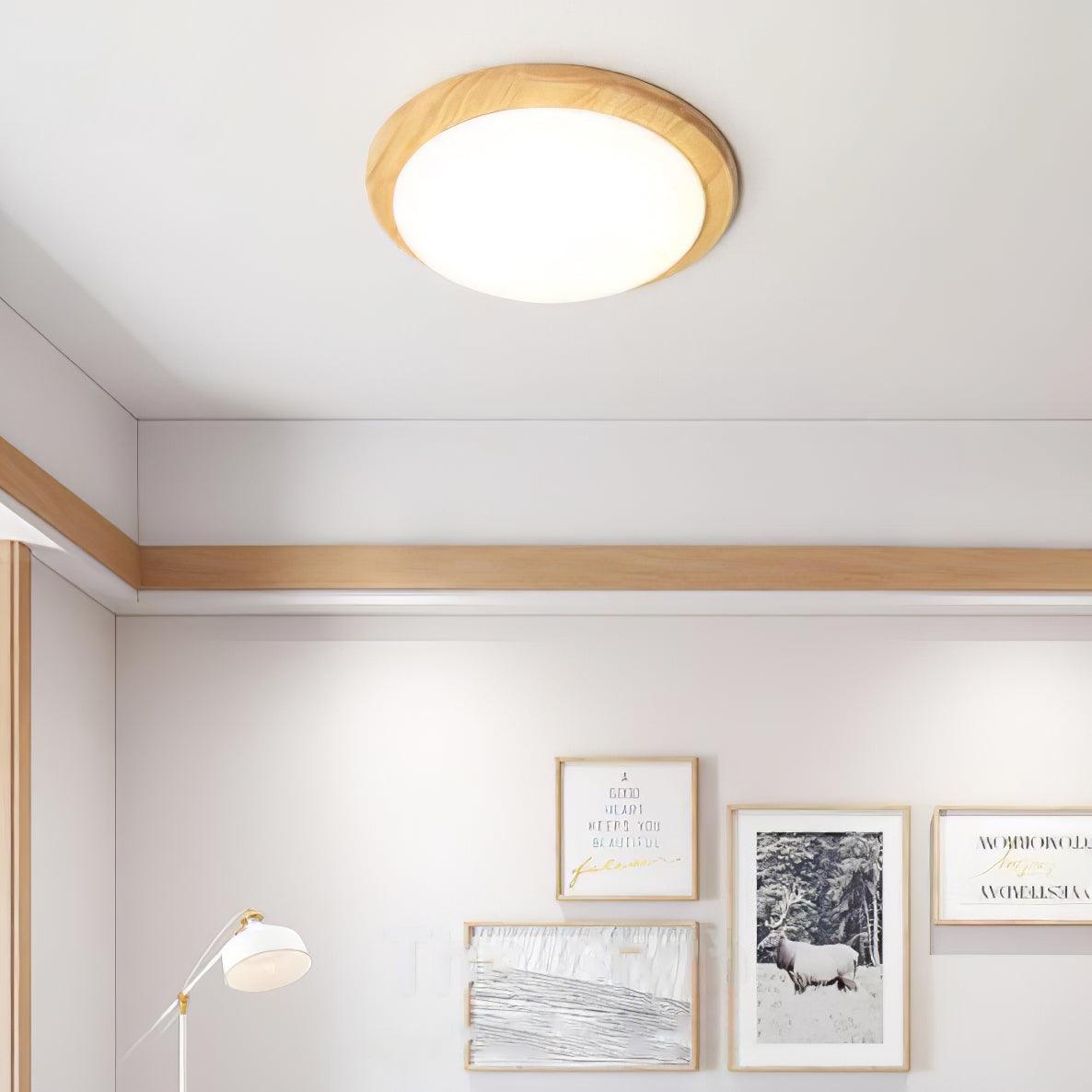 Myshae Modern Minimalist Drum Wood Ceiling Lamp-Neutral Decor