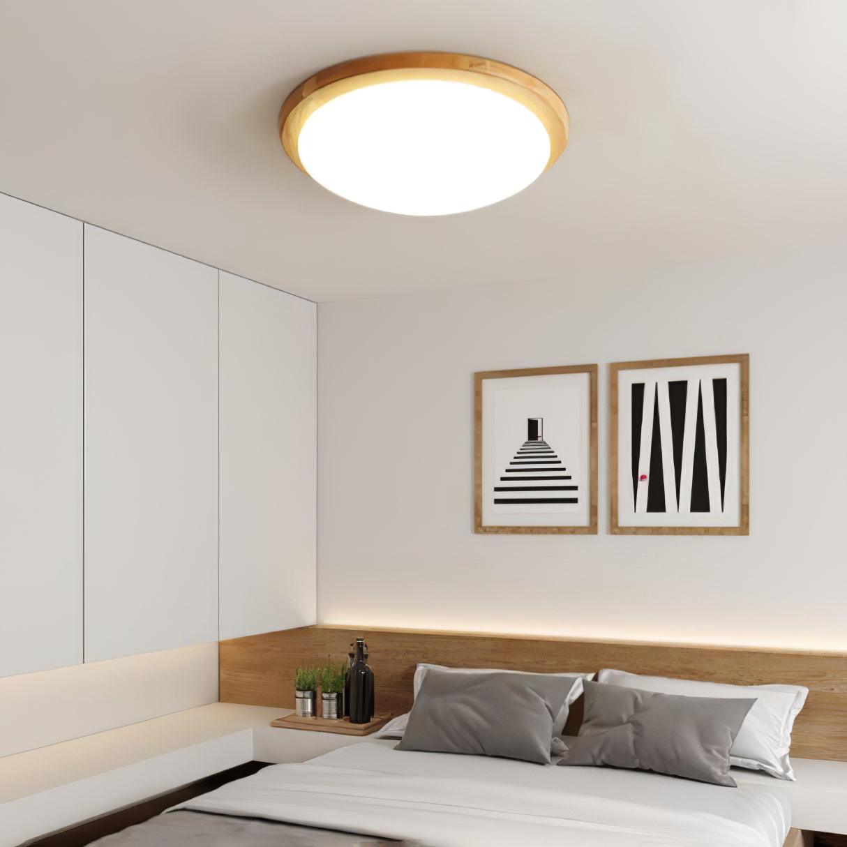 Myshae Modern Minimalist Drum Wood Ceiling Lamp-Neutral Decor