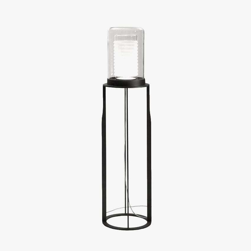 Vega Dual Cylinder Glass Floor Lamp-Neutral Decor