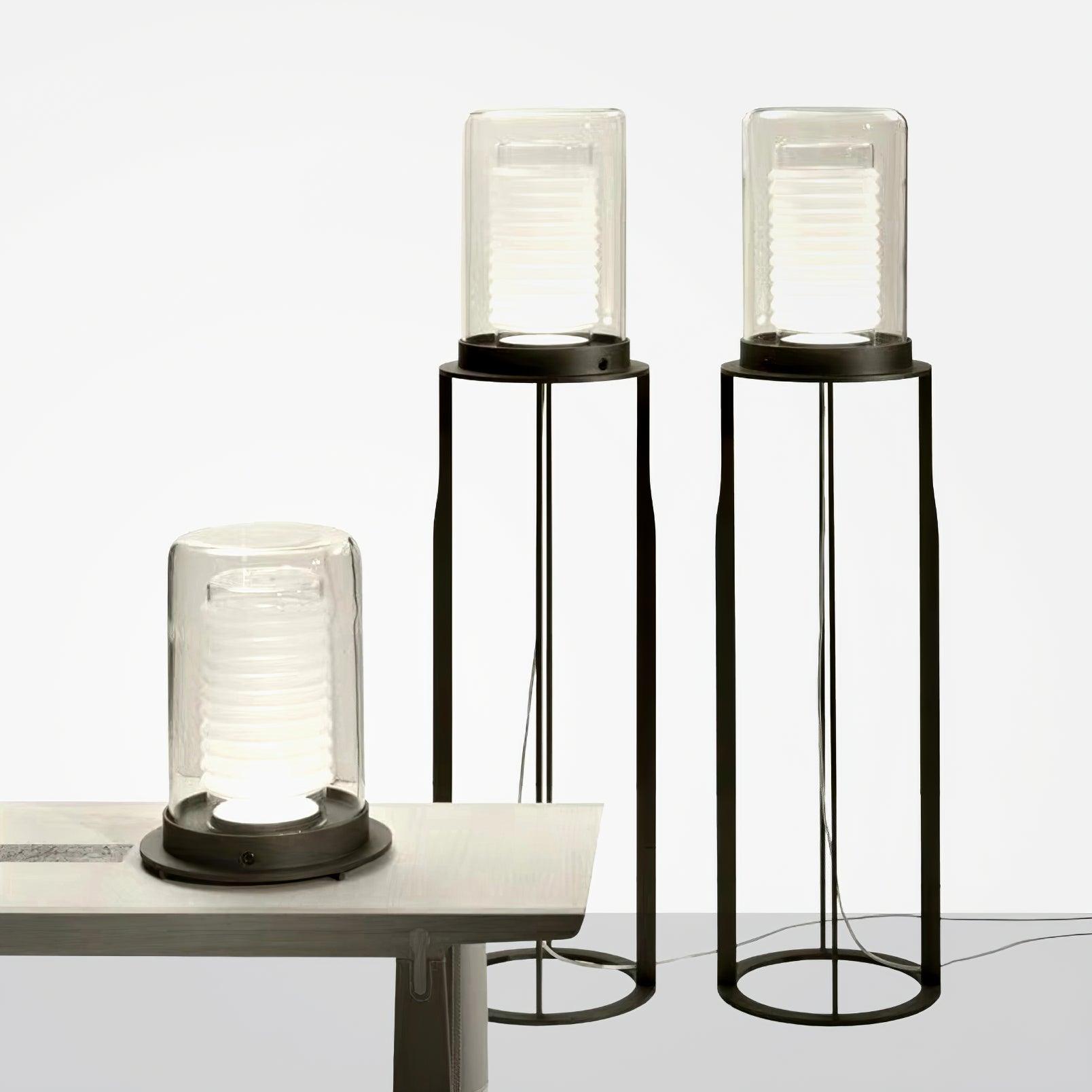 Vega Dual Cylinder Glass Floor Lamp-Neutral Decor