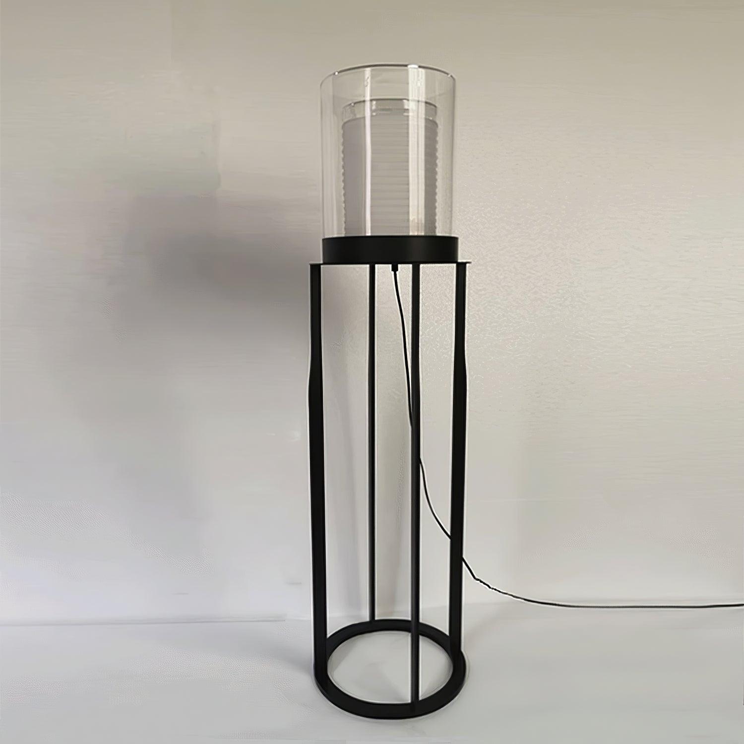 Vega Dual Cylinder Glass Floor Lamp-Neutral Decor