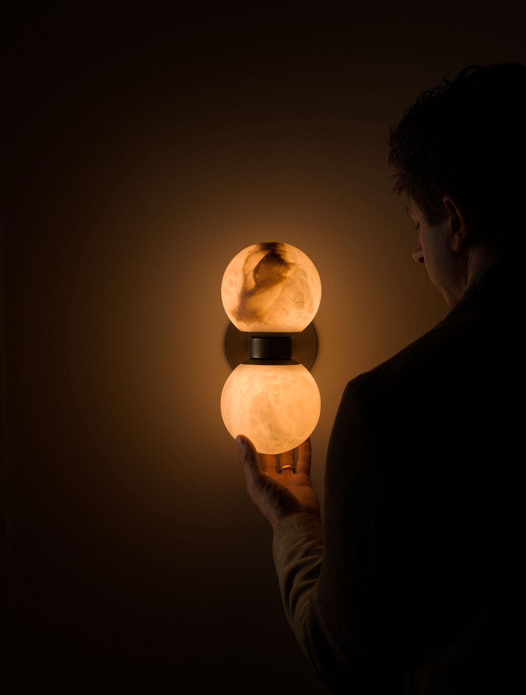 Lush Globe Alabaster Wall Lamp-Neutral Decor