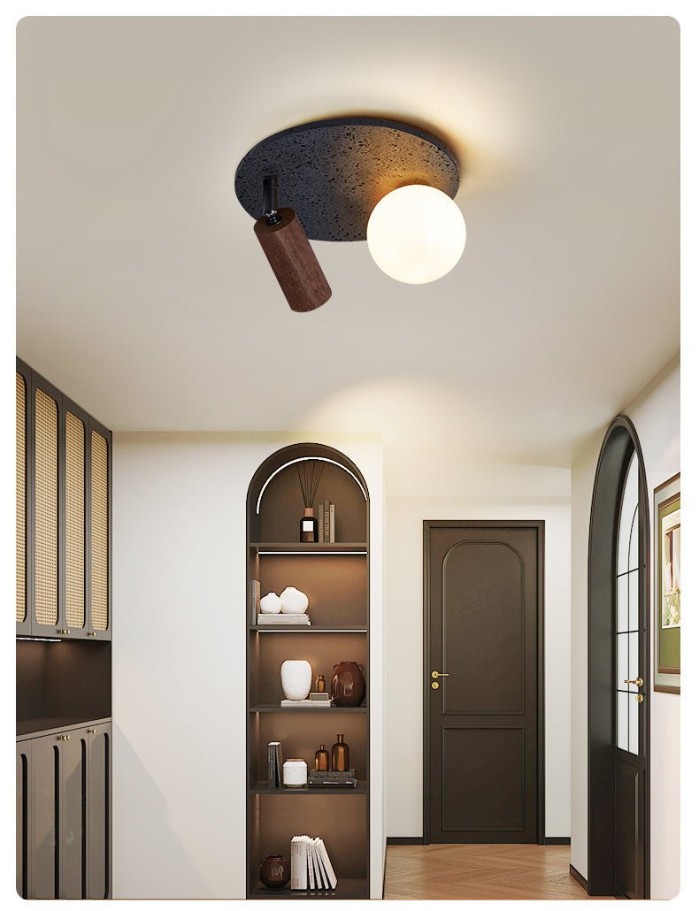 Qule Flexible Black Travertine Ceiling Light-Neutral Decor