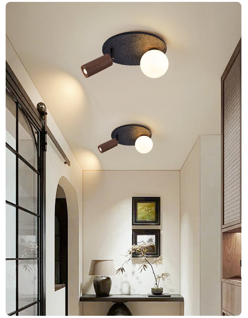 Qule Flexible Black Travertine Ceiling Light-Neutral Decor