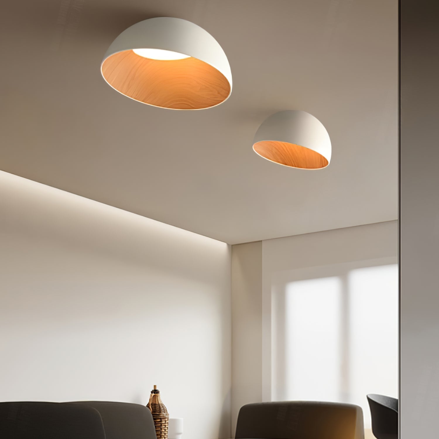 Coda Ceiling Lamp Dome Wood Minimalist-Neutral Decor