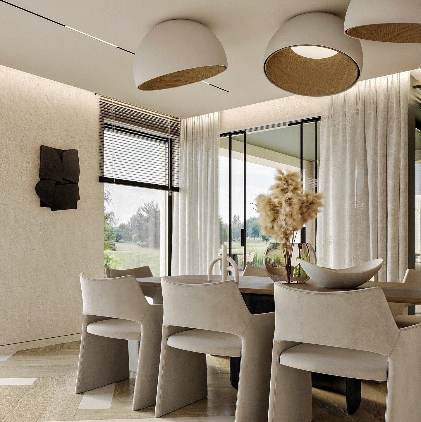 Ceiling Lamp Dome Wood Interior Warm
