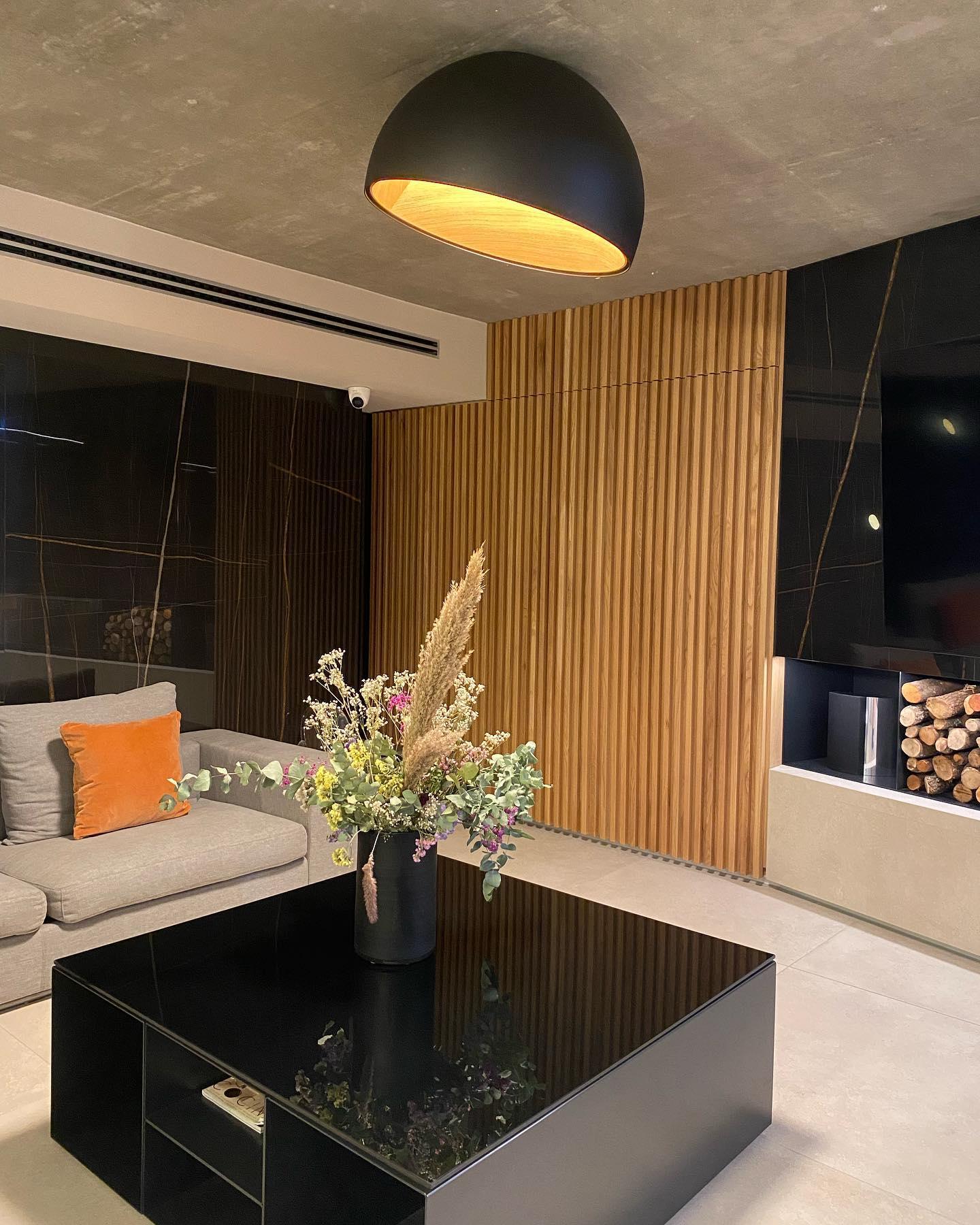 Ceiling Lamp Dome Wood Interior Warm