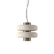 Duo Marble Pendant Lamp in white, front view.
