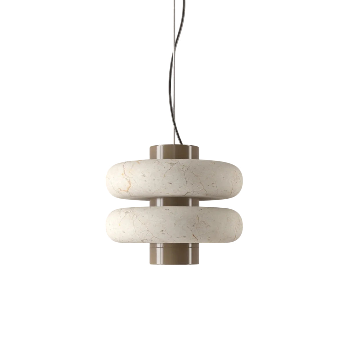 Duo Marble Pendant Lamp in white, front view.
