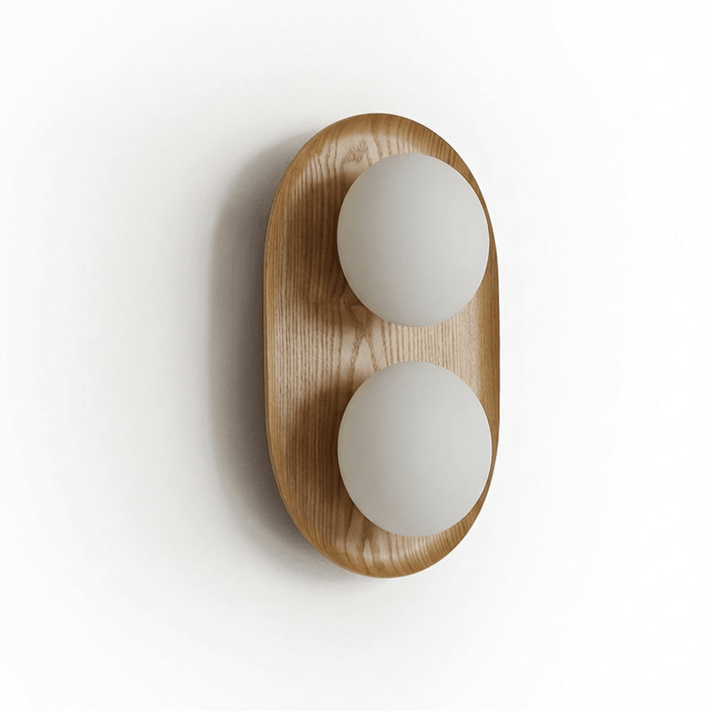 Duo Orb Wood Wall Lamp-Neutral Decor