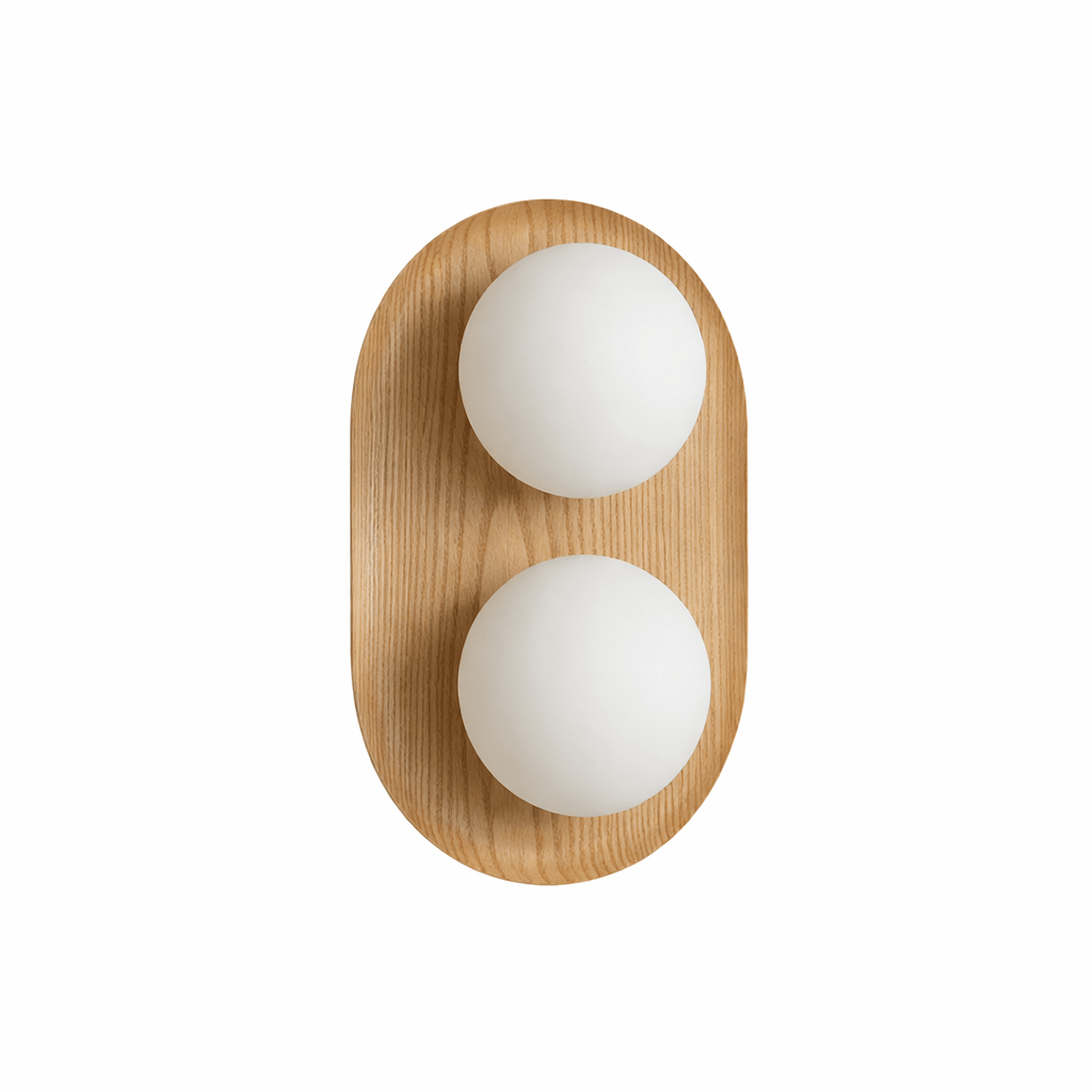 Duo Orb Wood Wall Lamp-Neutral Decor