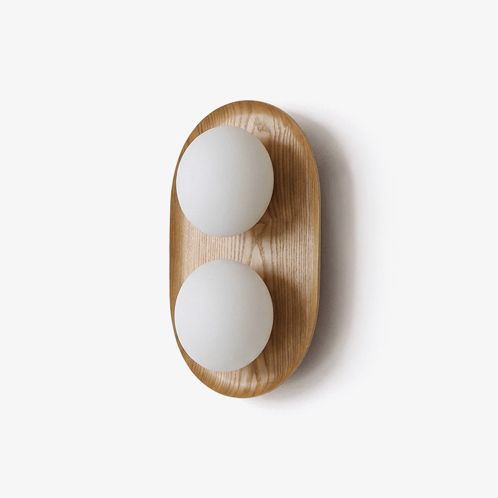 Duo Orb Wood Wall Lamp-Neutral Decor
