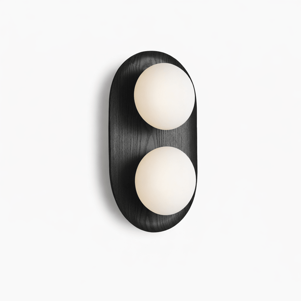 Duo Orb Wood Wall Lamp-Neutral Decor