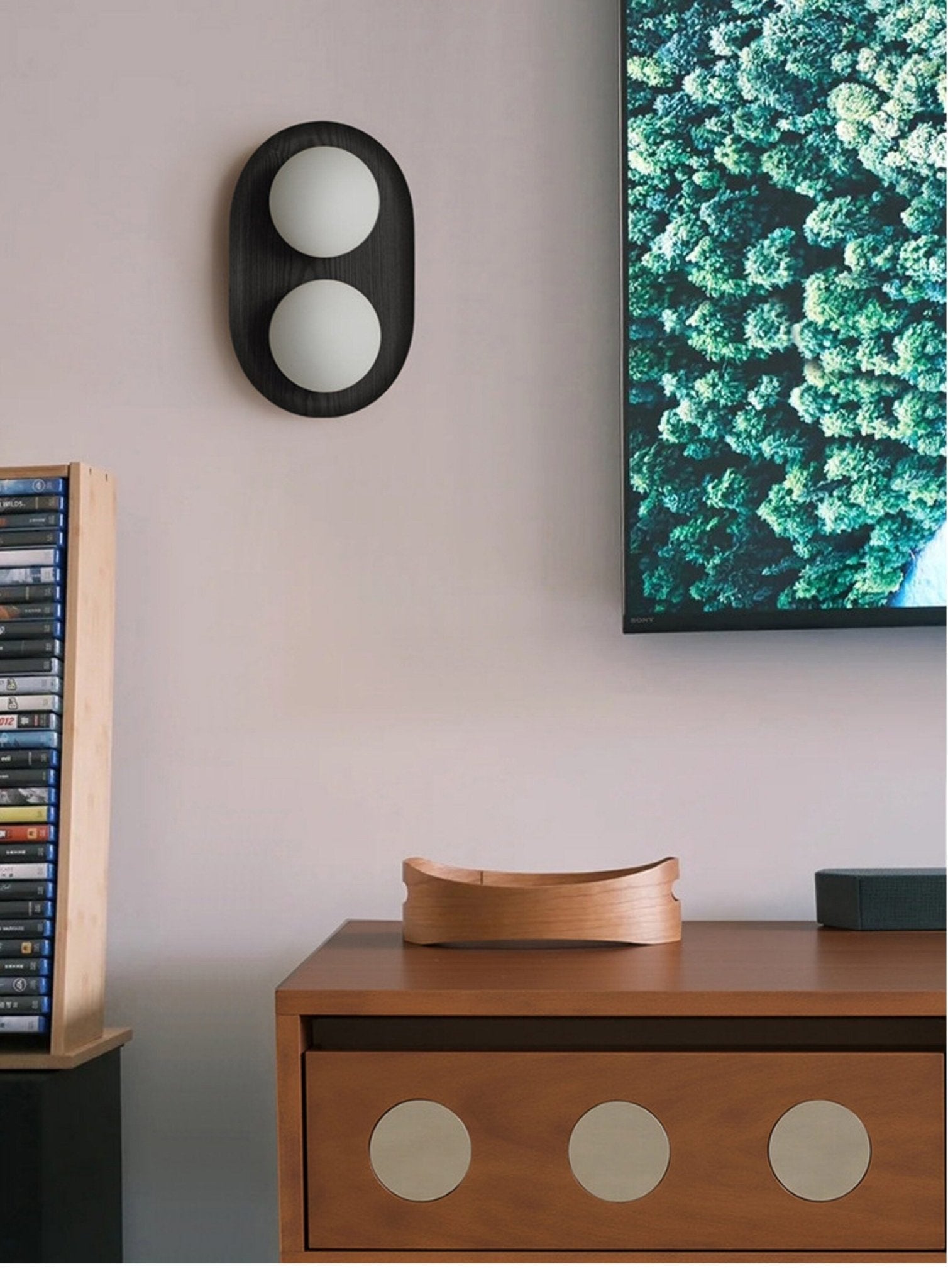 Duo Orb Wood Wall Lamp-Neutral Decor