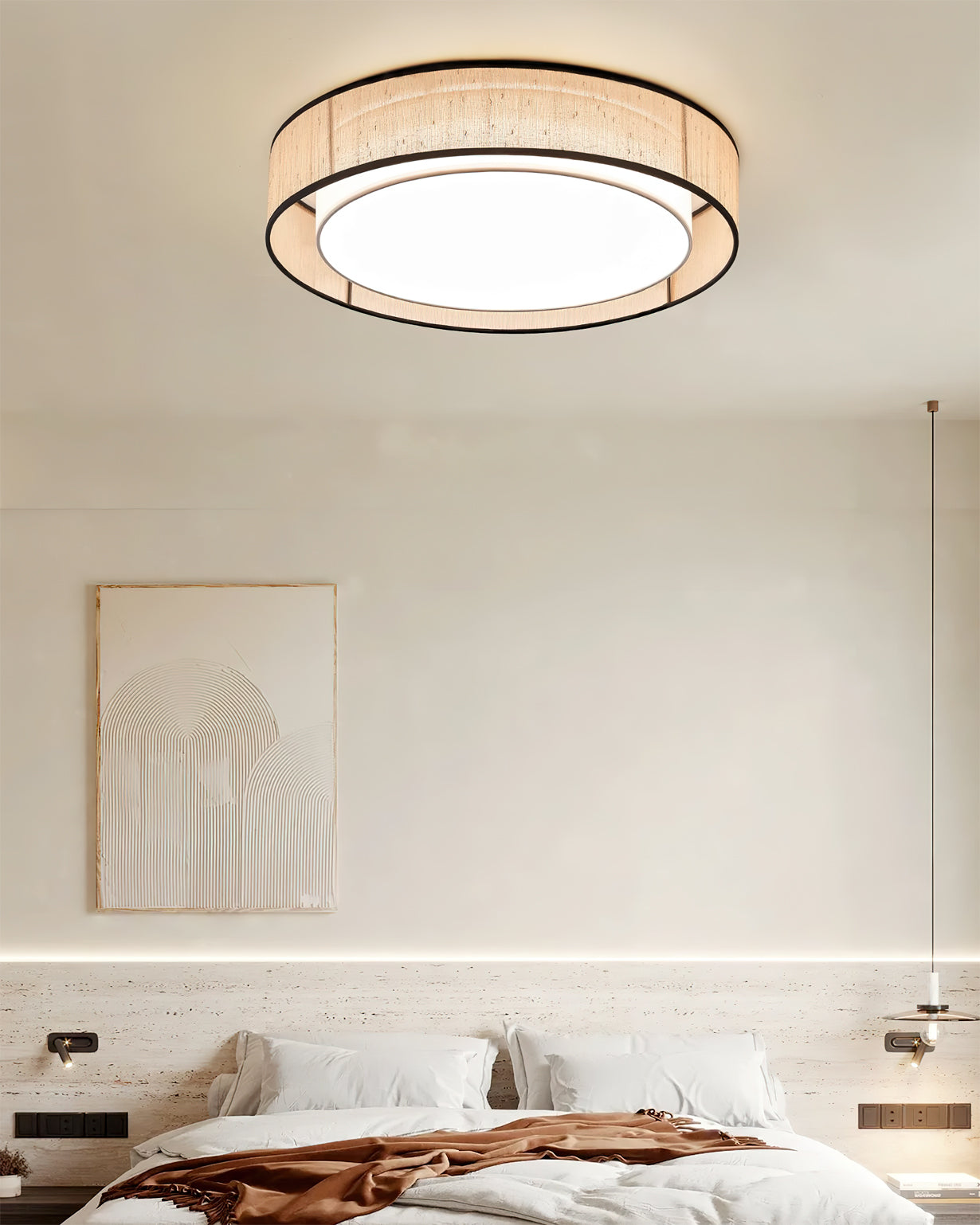 A view of the Duolla Ceiling Light from below, showing the acrylic diffuser.