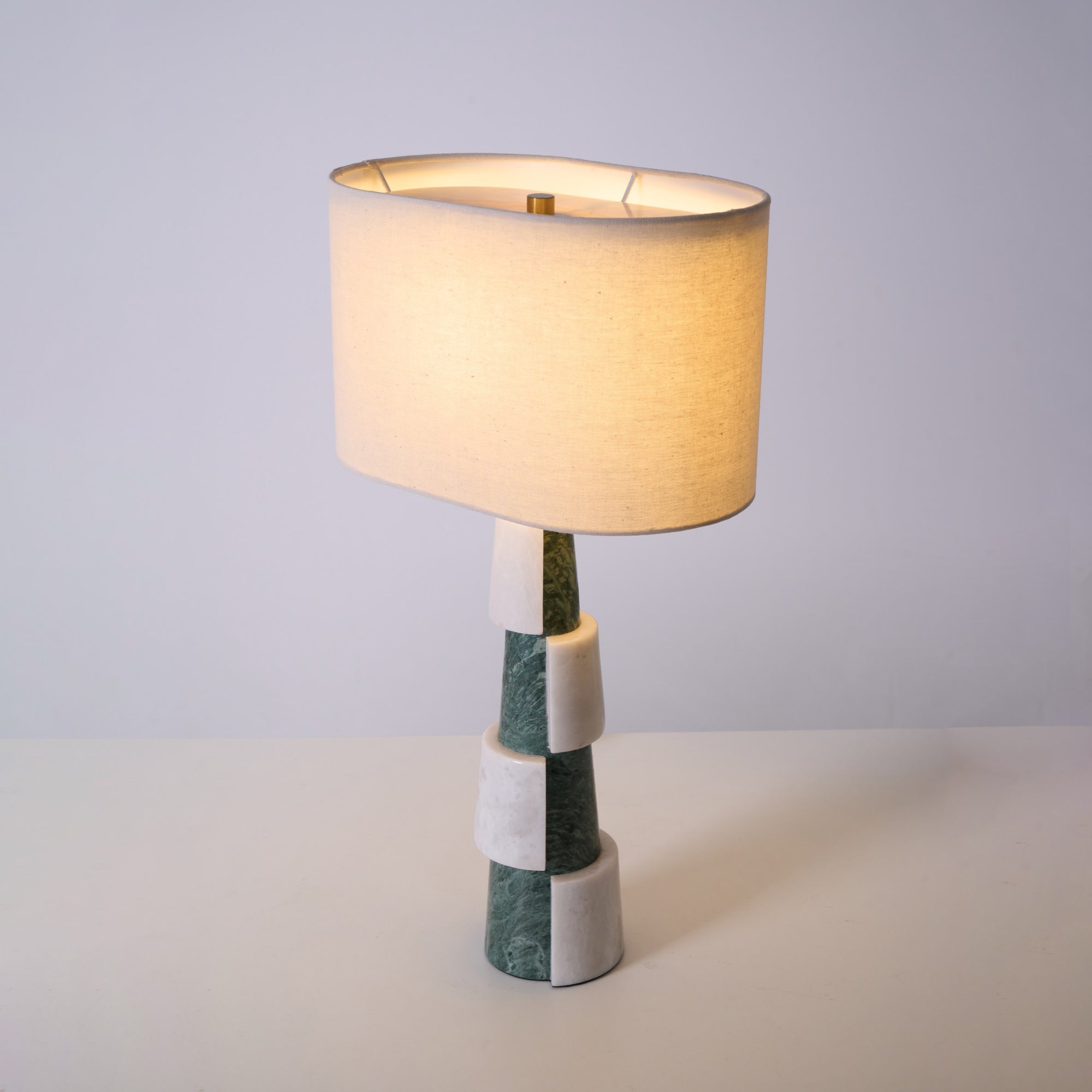 Obelisk Stacked Marble Table Lamp-Neutral Decor